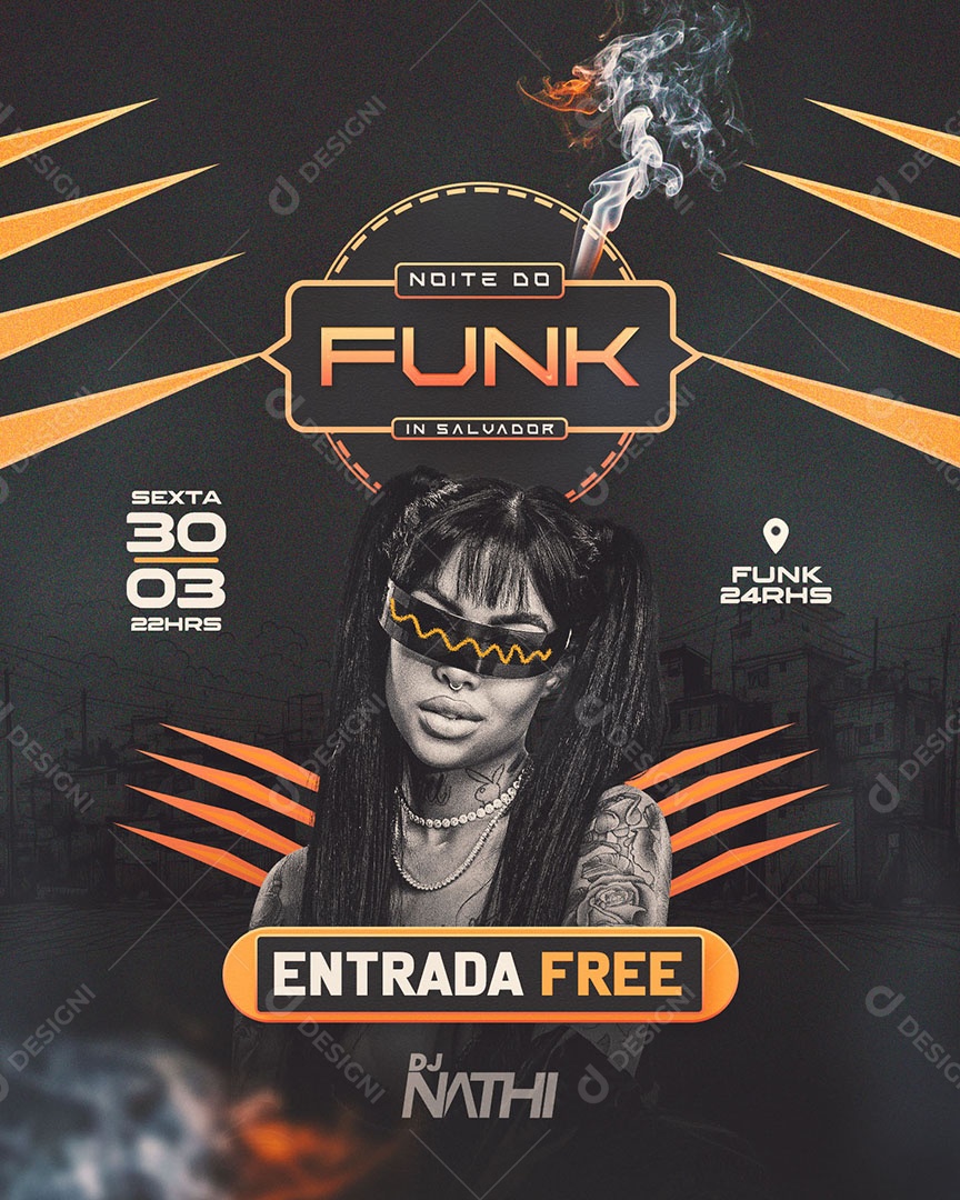 Flyer Noite Do Funk In Salvador Social Media Feed PSD Editável