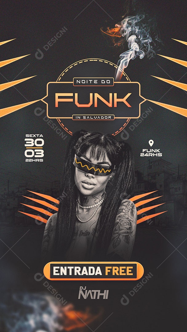 Flyer Noite Do Funk In Salvador Social Media Story PSD Editável