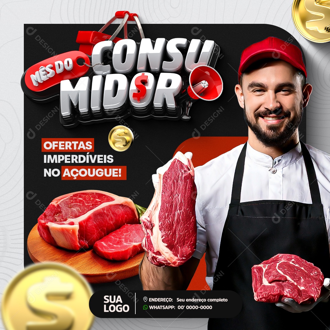 Feed Mês do Consumidor Social Media PSD Editável