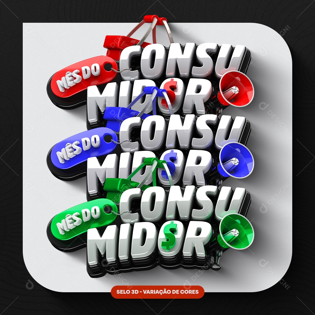 Selo 3D Mês do Consumidor Para Composição PSD
