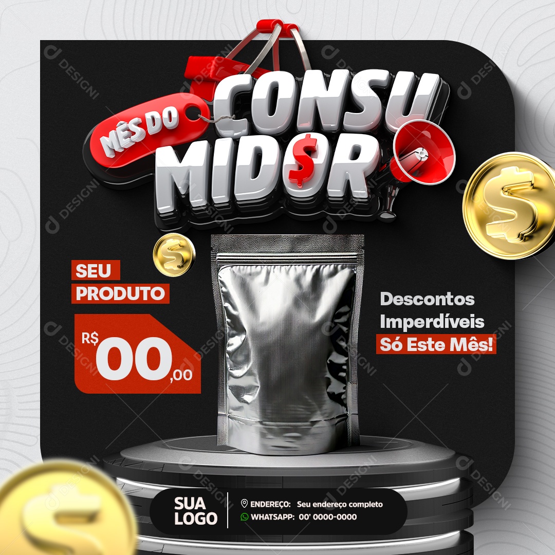 Feed Mês do Consumidor Social Media PSD Editável