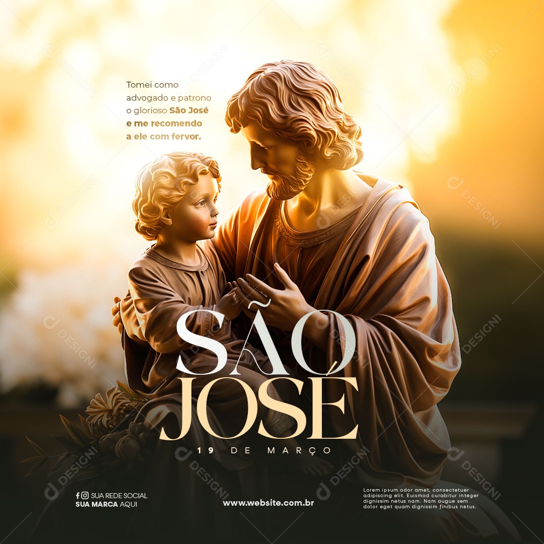 Dia de São José 19 de Março Social Media PSD Editável