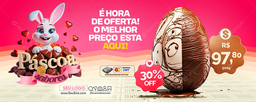 Banner Páscoa de Sabores Social Media PSD Editável