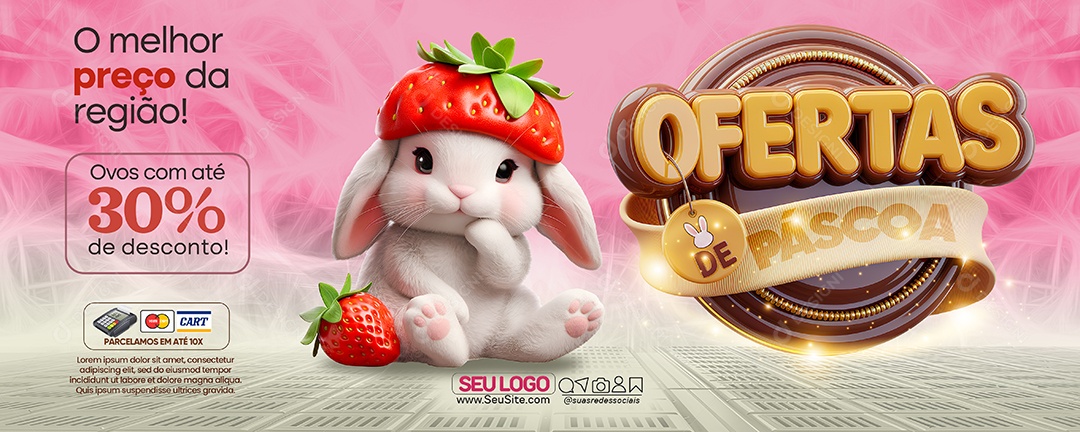 Banner Ofertas de Páscoa Promoções Social Media PSD Editável