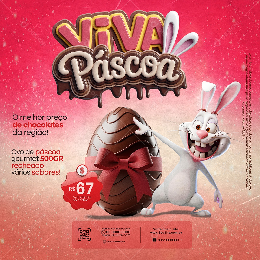 Viva a Páscoa Promoções Feed Social Media PSD Editável