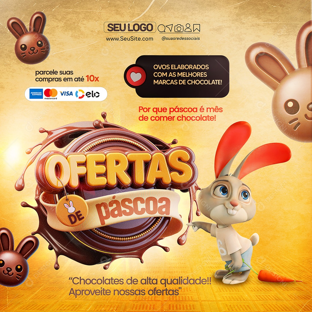 Ofertas de Páscoa Feed Social Media PSD Editável