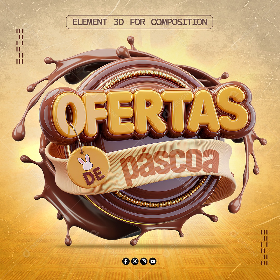 Selo 3D Ofertas de Páscoa Para Composição PSD