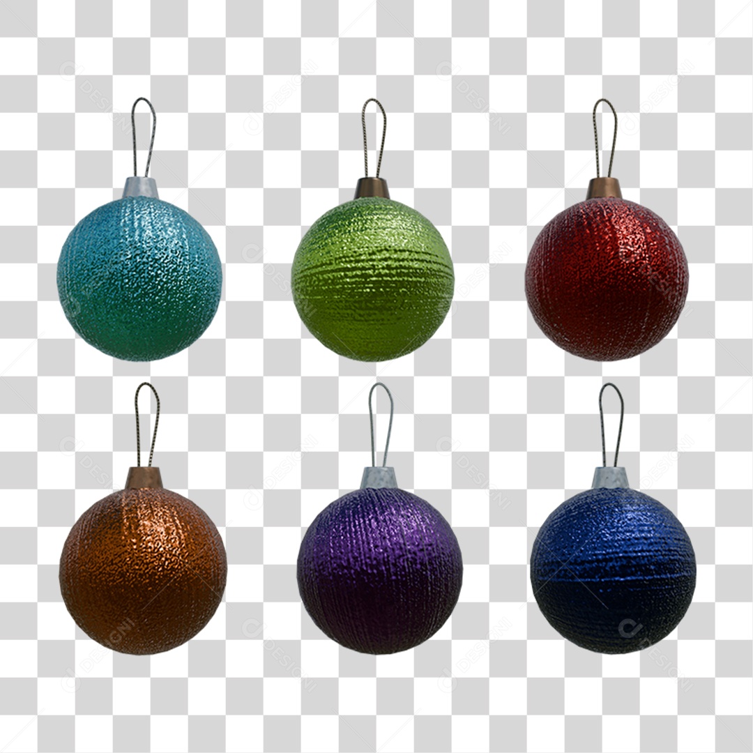 Elemento 3D Bolas de Natal Enfeite PNG Transparente