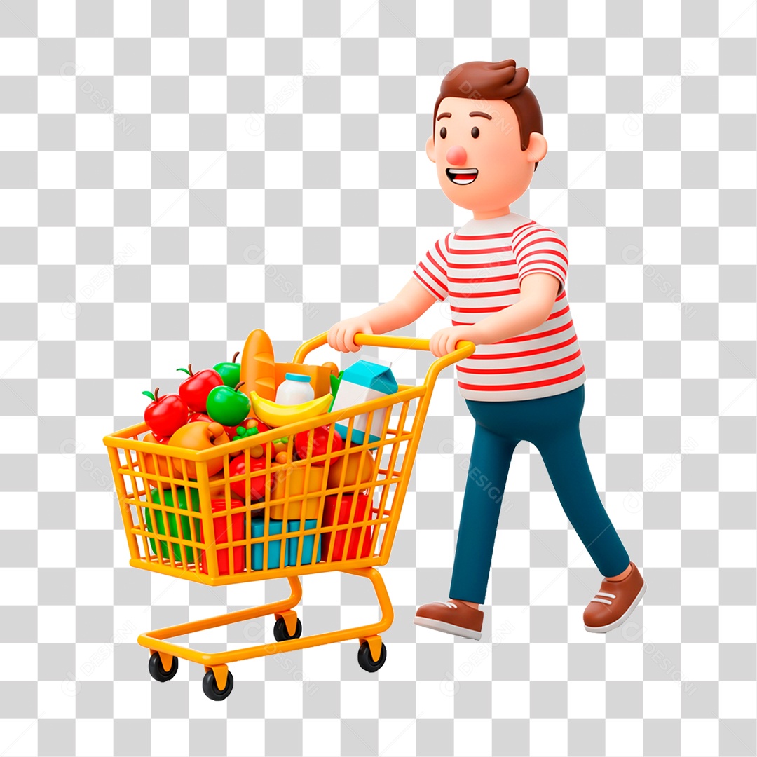 Homem Empurrando Carrinho PNG Transparente