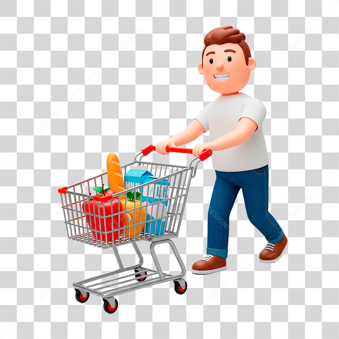 Homem Empurrando Carrinho PNG Transparente