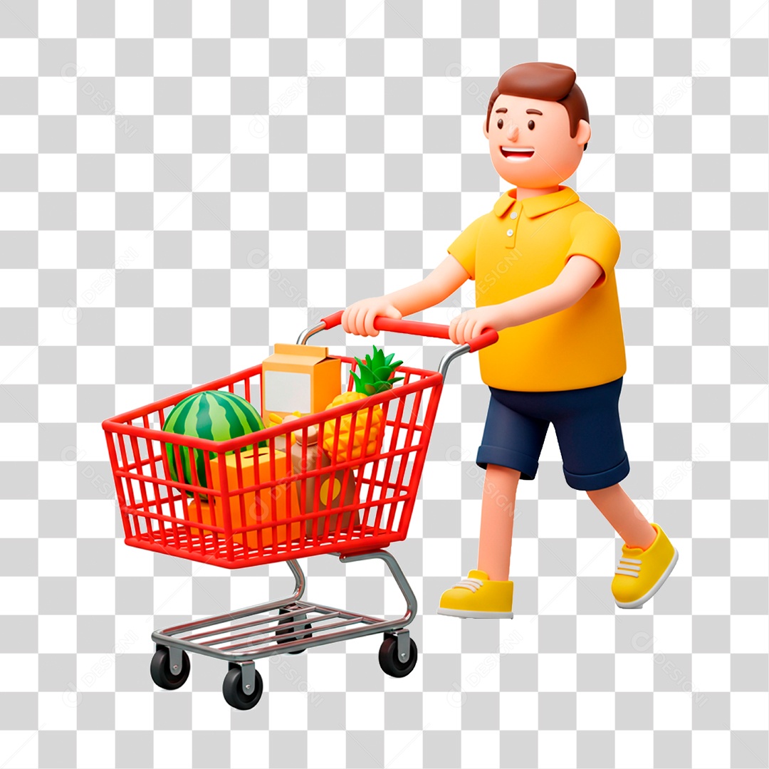 Homem Empurrando Carrinho PNG Transparente