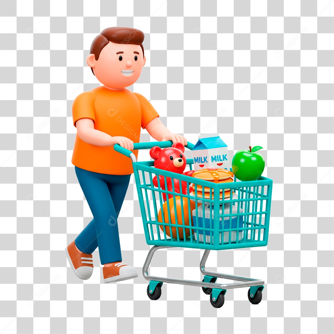 Homem Empurrando Carrinho PNG Transparente