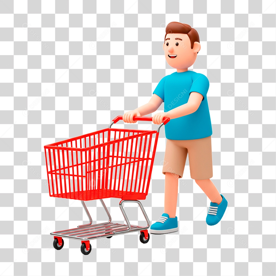 Homem Empurrando Carrinho PNG Transparente
