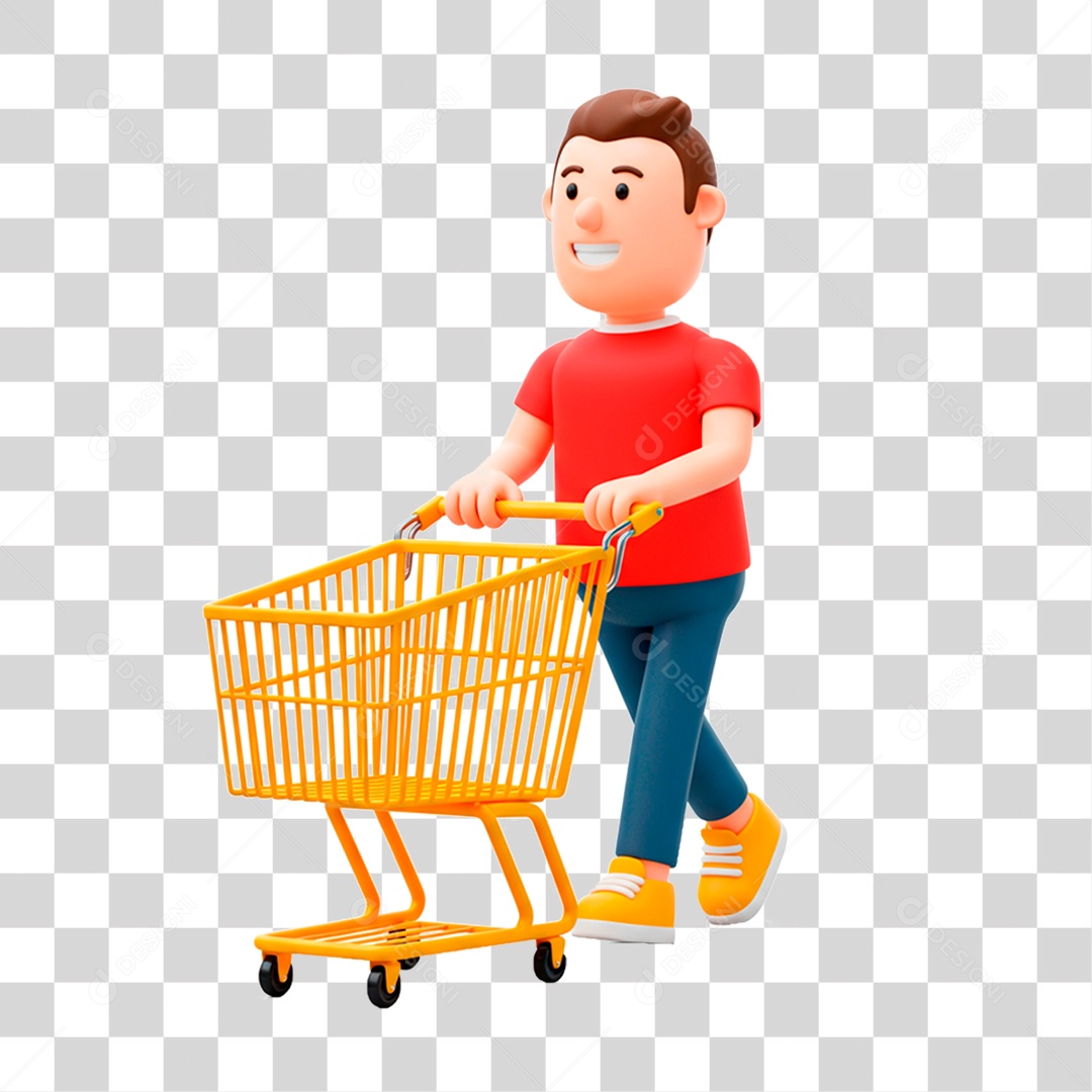 Homem Empurrando Carrinho PNG Transparente