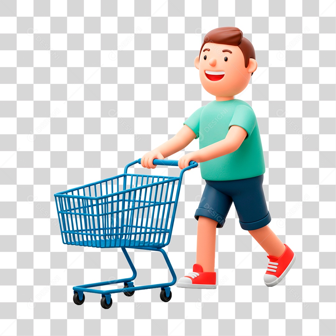 Homem Empurrando Carrinho PNG Transparente