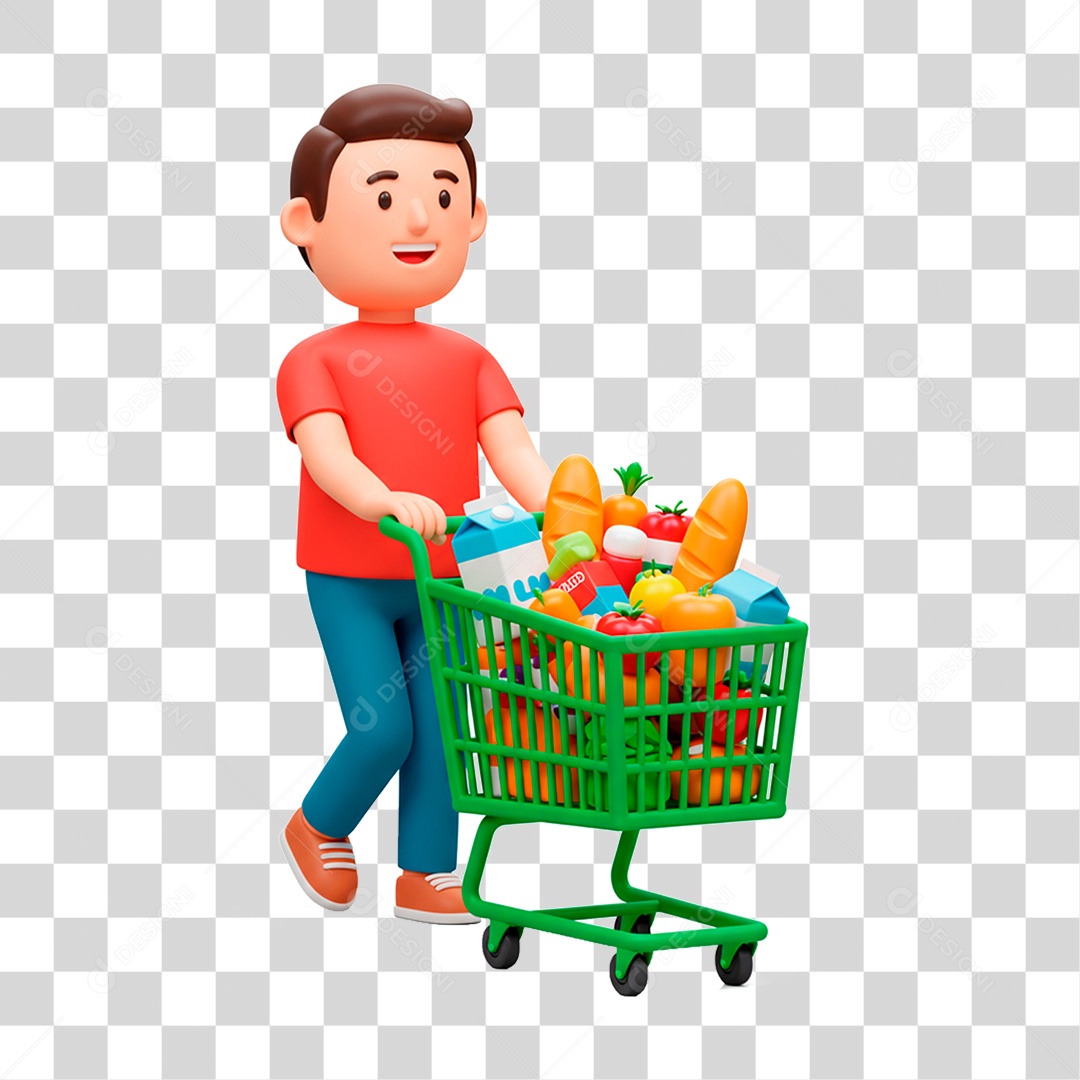 Homem Empurrando Carrinho PNG Transparente