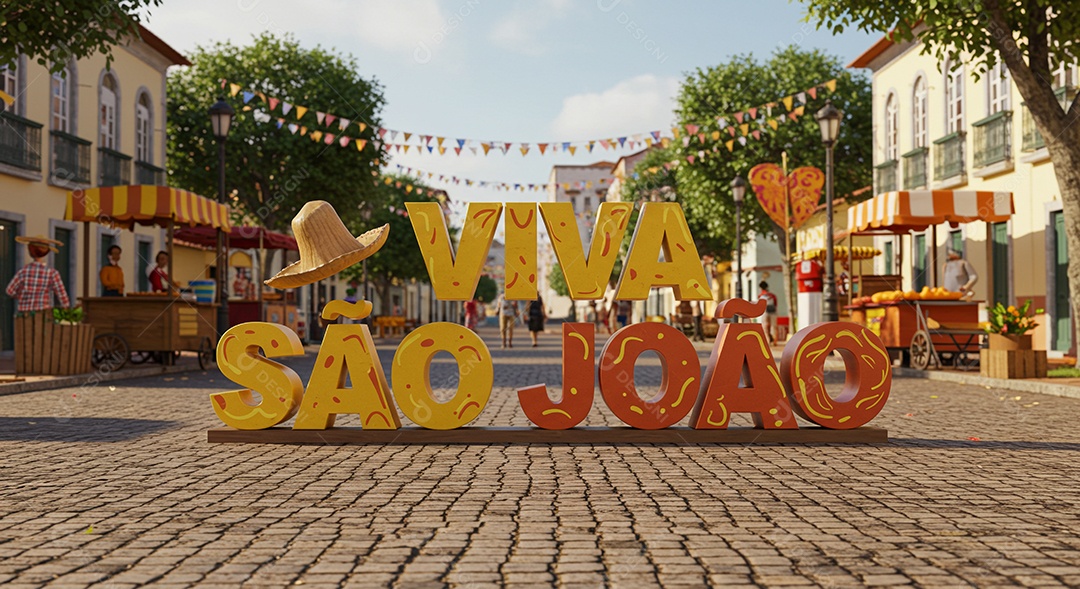 Cena festiva de rua celebrando São João