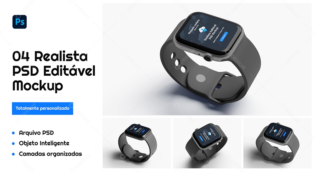 Smartwatch Relógio Mockup PSD Editável