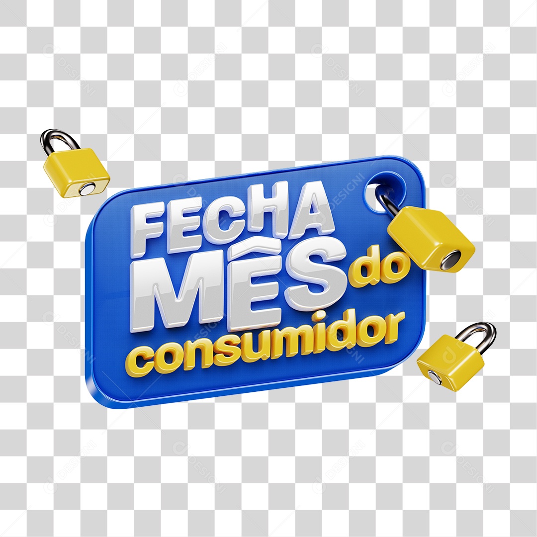 Selo 3D Fecha Mês do Consumidor Supermercados PNG Transparente