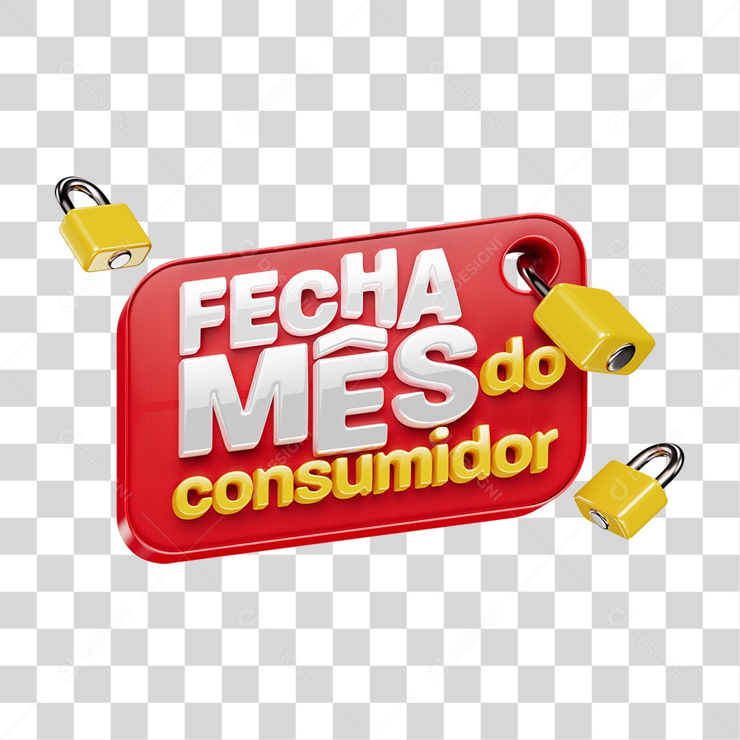 Selo 3D Fecha Mês do Consumidor PNG Transparente