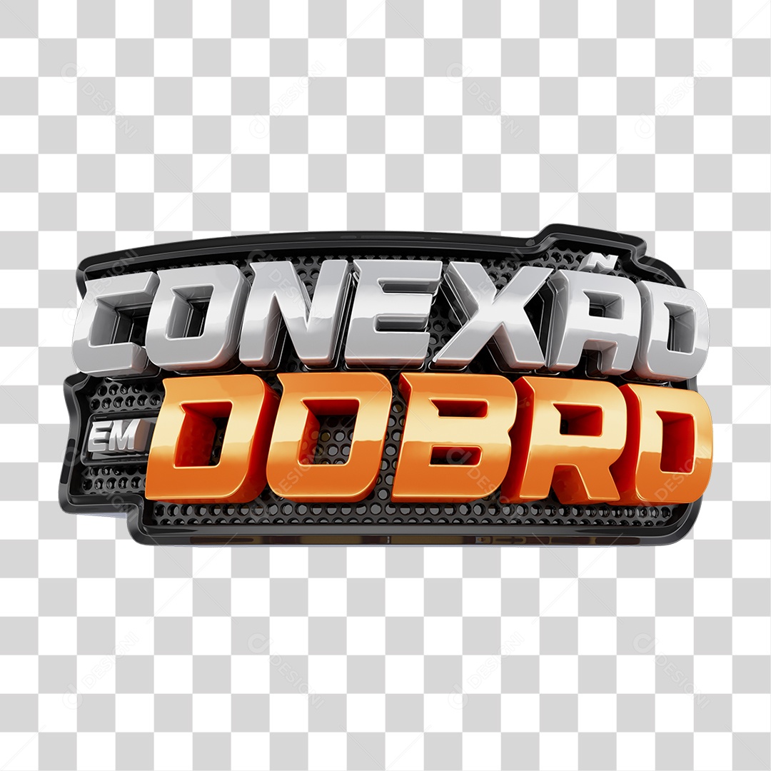 Selo 3D Conexão em Dobro PNG Transparente