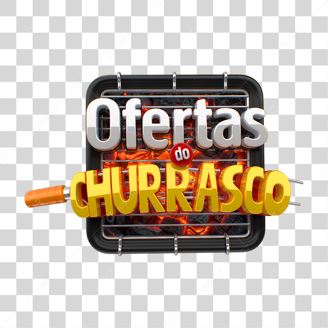 Selo 3D Ofertas do Churrasco PNG Transparente