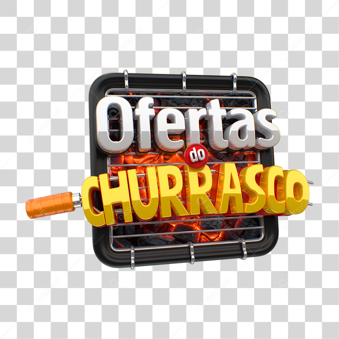 Selo 3D Ofertas do Churrasco PNG Transparente