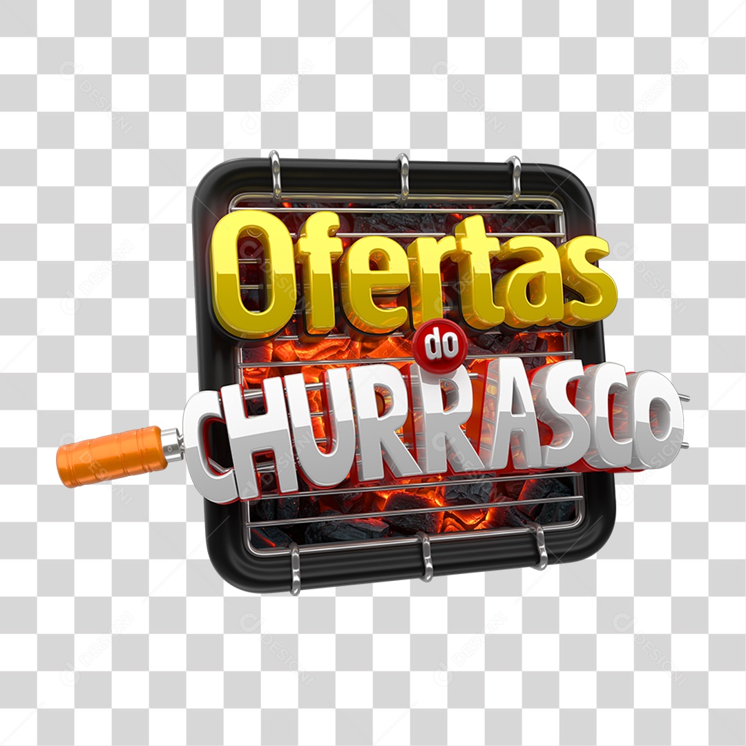 Selo 3D Ofertas do Churrasco PNG Transparente