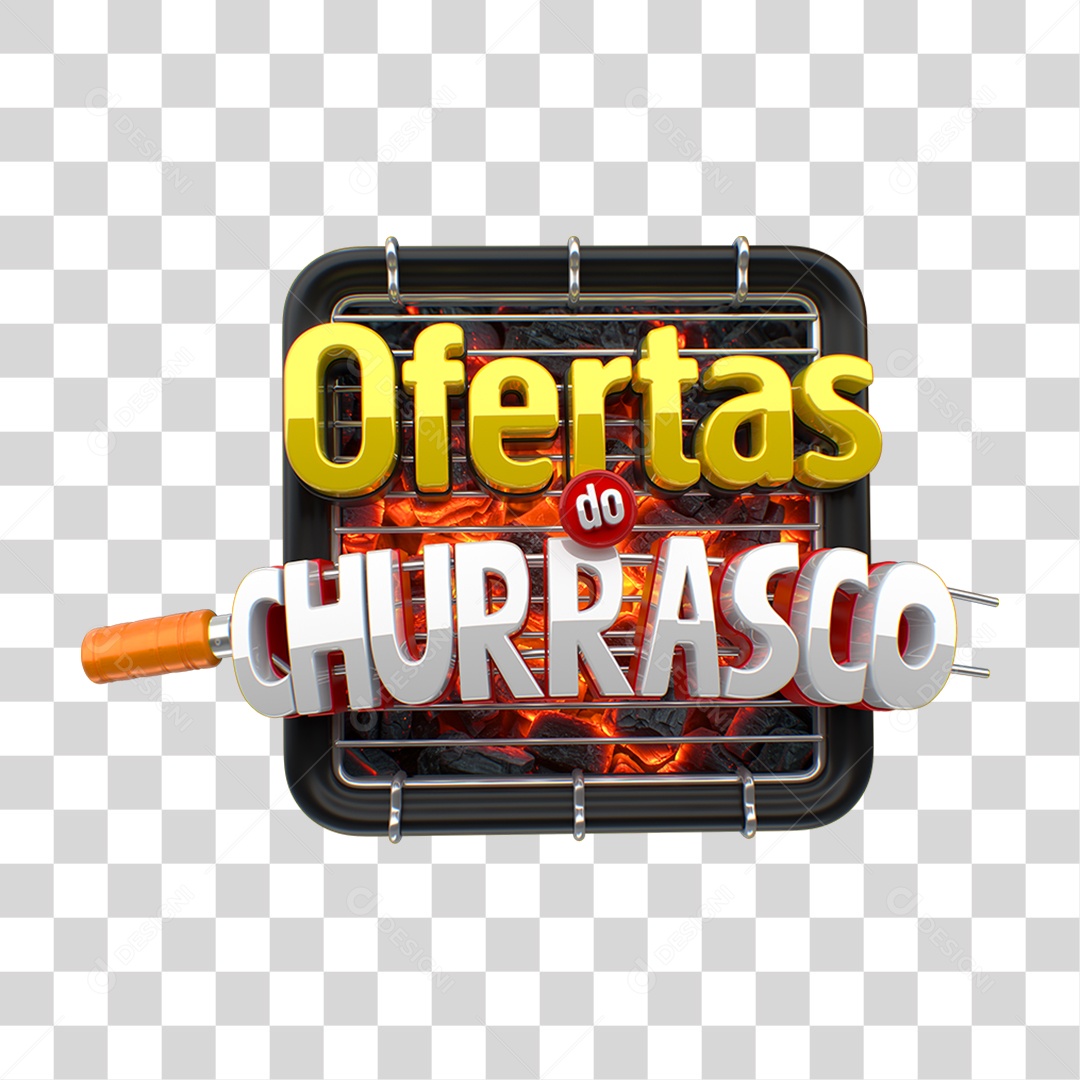 Selo 3D Ofertas do Churrasco PNG Transparente