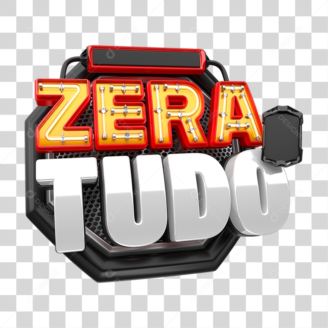Selo 3D Zera Tudo PNG Transparente