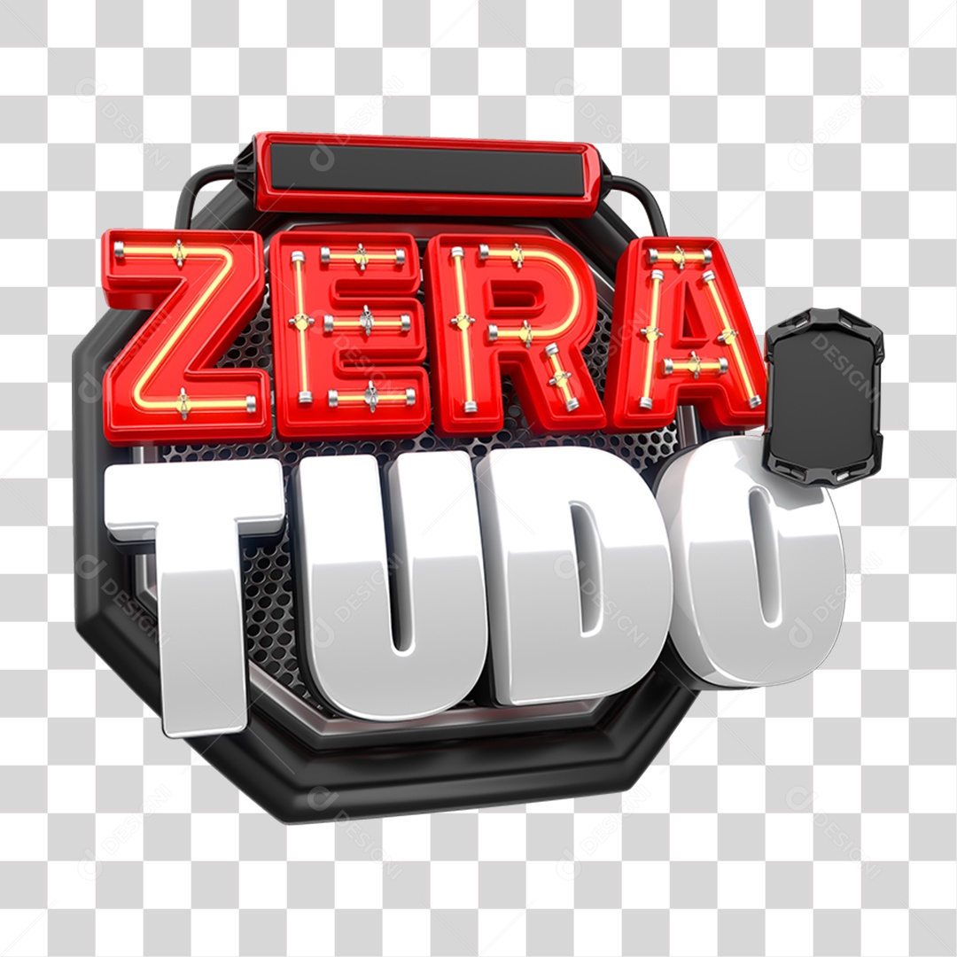 Selo 3D Zera Tudo PNG Transparente