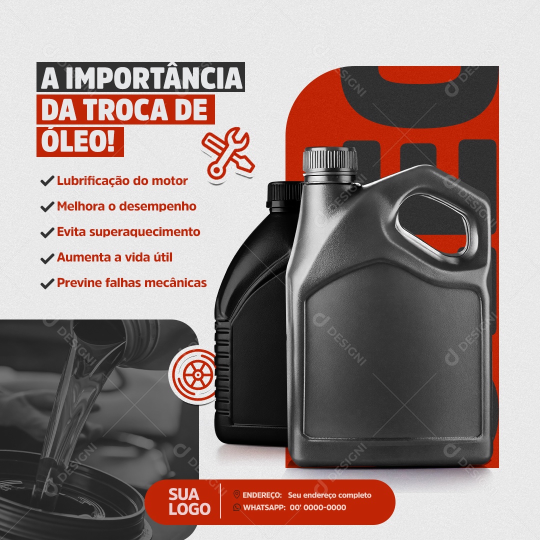 Oficina Mecânica A Importância da Troca de Óleo Social Media PSD Editável