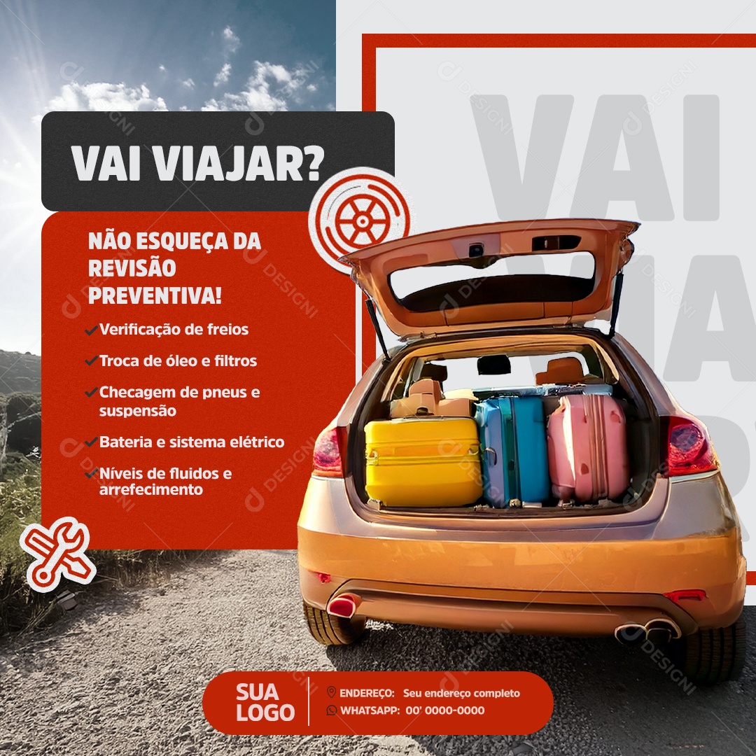 Oficina Mecânica Não Esqueça Da Revisão Preventiva Social Media PSD Editável