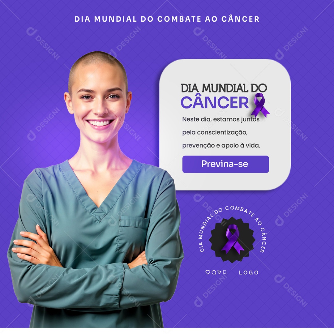 Dia Mundial de Combate ao Câncer Social Media PSD Editável
