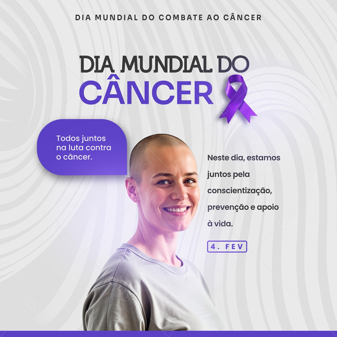 Dia Mundial de Combate ao Câncer Social Media PSD Editável
