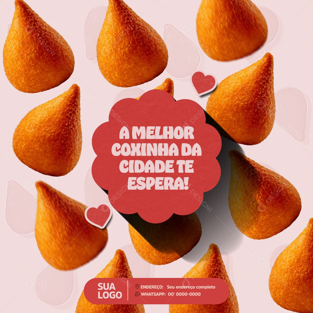 A Melhor Coxinha da Cidade Te Espera Social Media PSD Editável