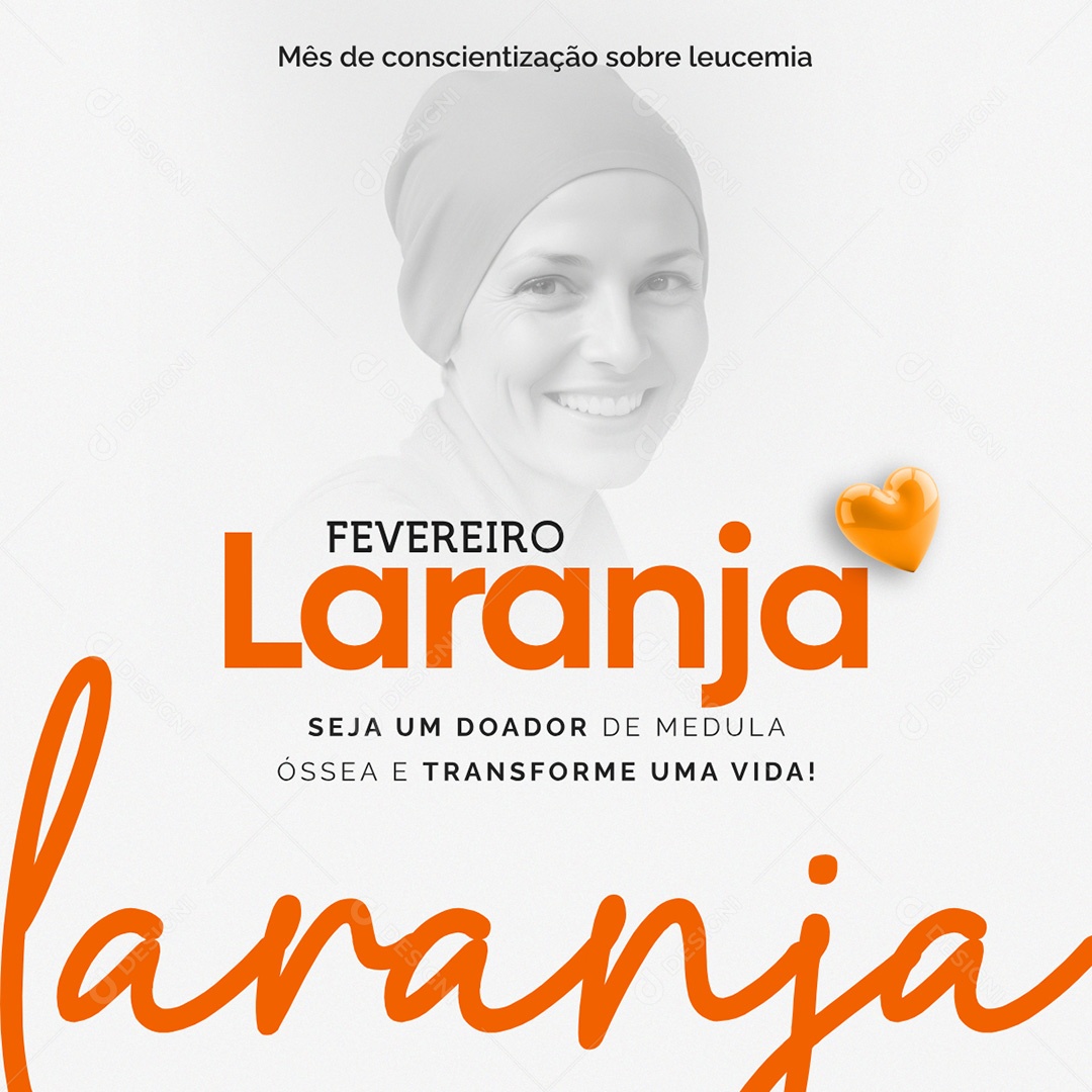 Fevereiro Laranja Mês do Combate a Leucemia Seja um Doador Social Media PSD Editável
