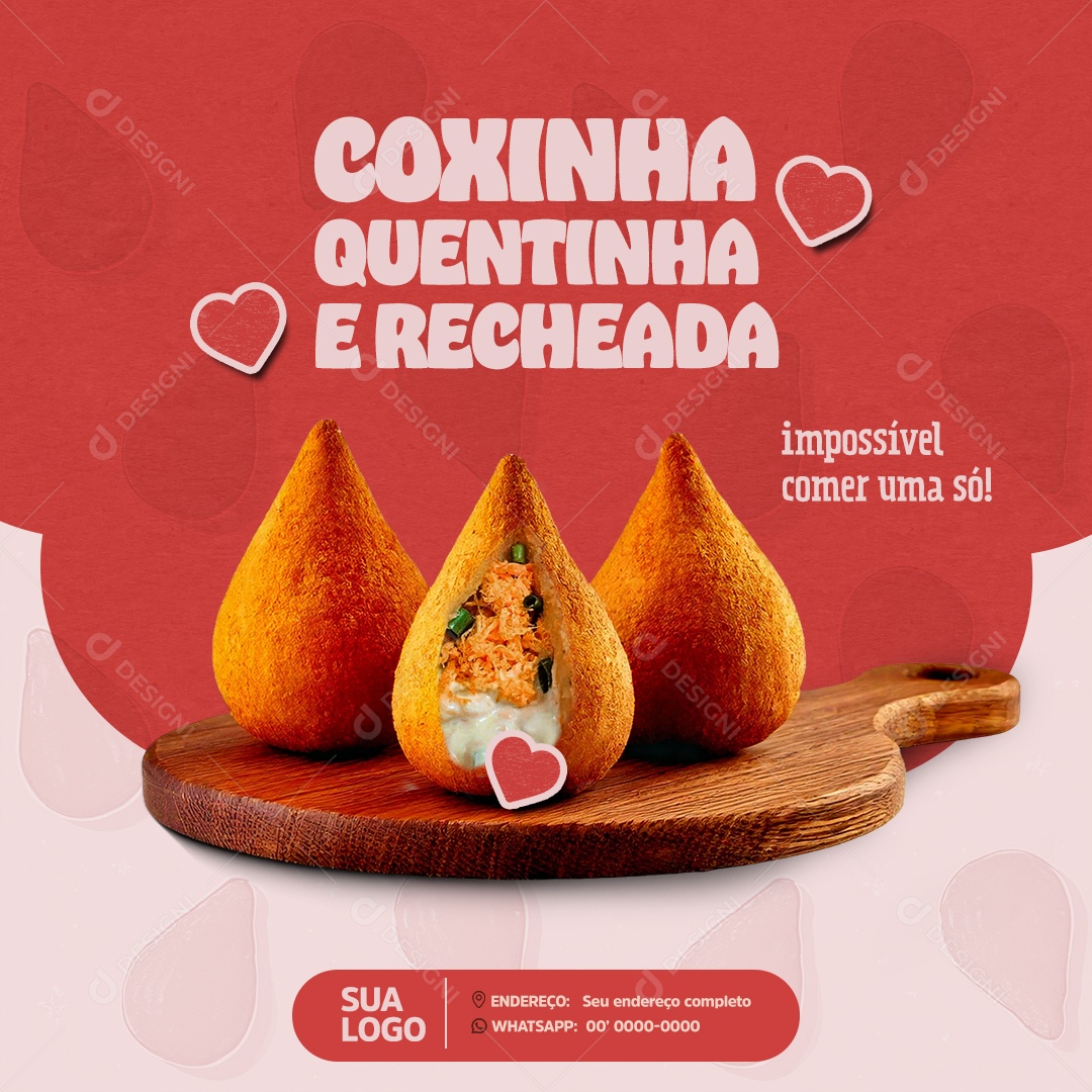 Coxinha Quentinha e Recheada Social Media PSD Editável