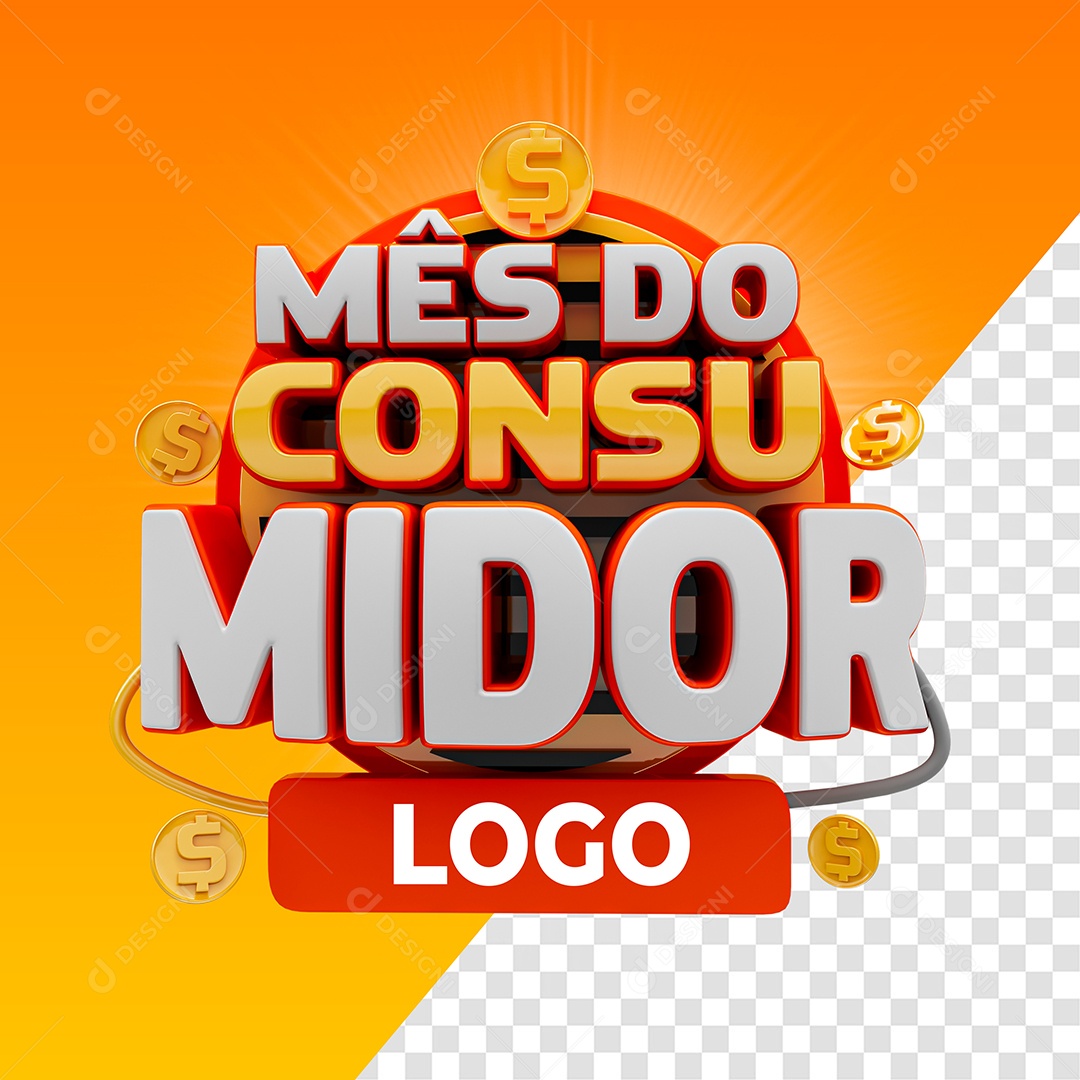 Mês do Consumidor Selo 3D Para Composição PSD