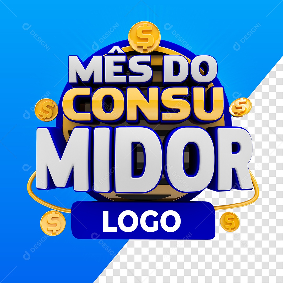 Mês do Consumidor Selo 3D Para Composição PSD
