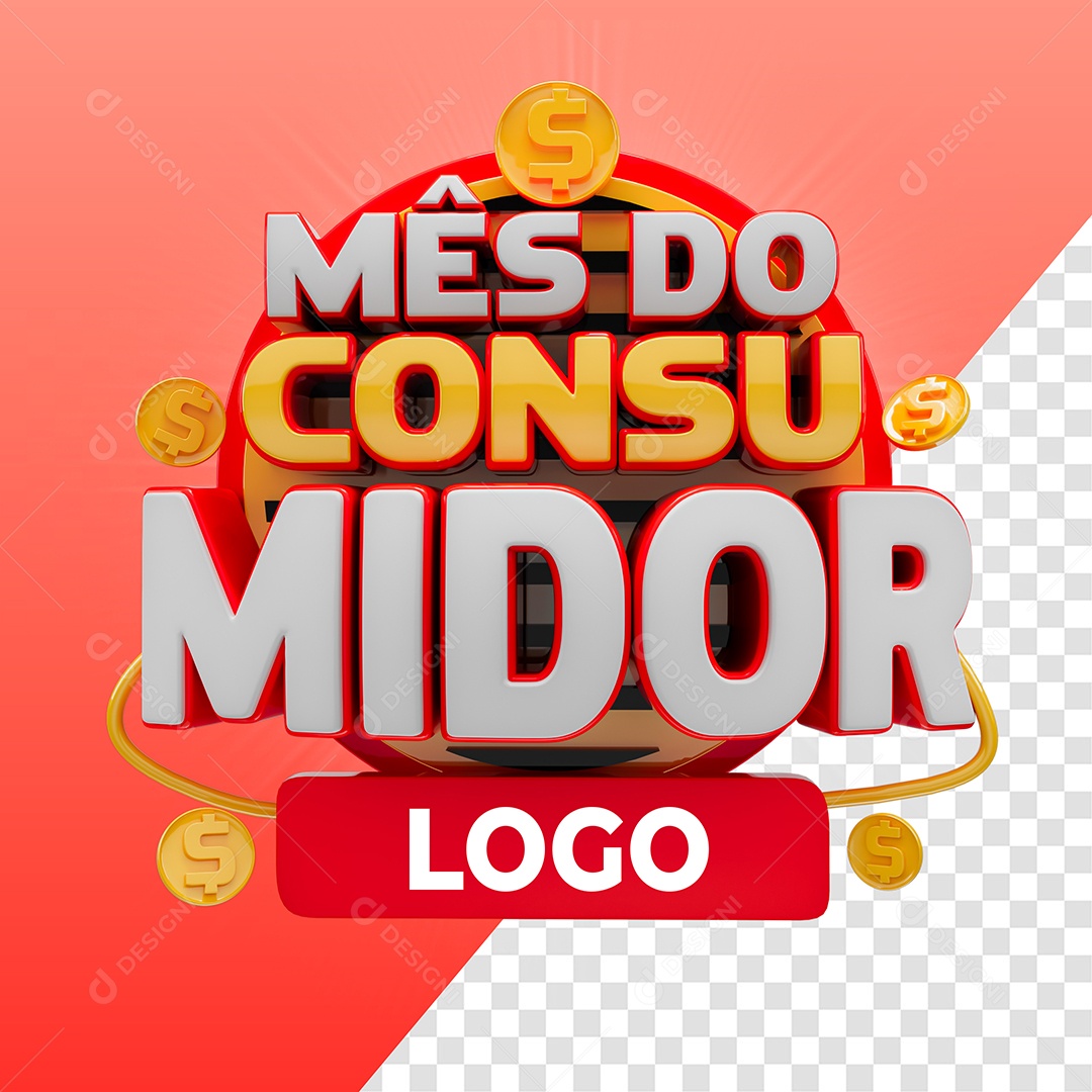 Mês do Consumidor Selo 3D Para Composição PSD