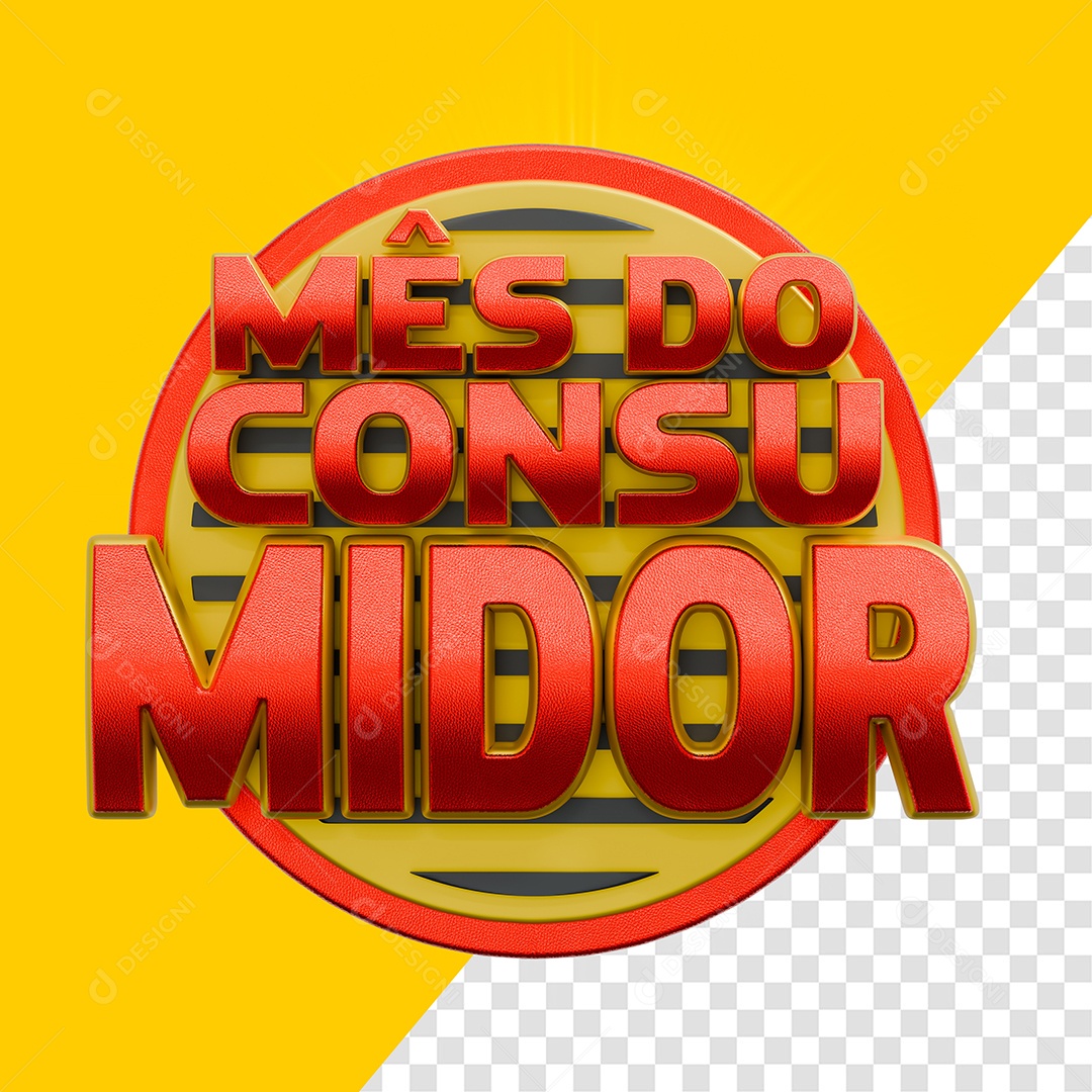Mês do Consumidor Selo 3D Para Composição PSD