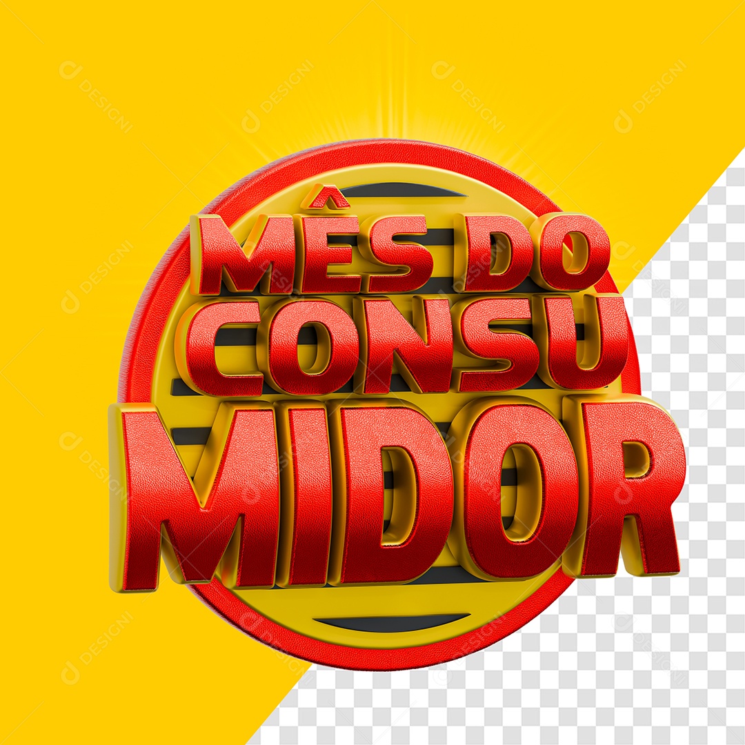 Mês do Consumidor Selo 3D Para Composição PSD