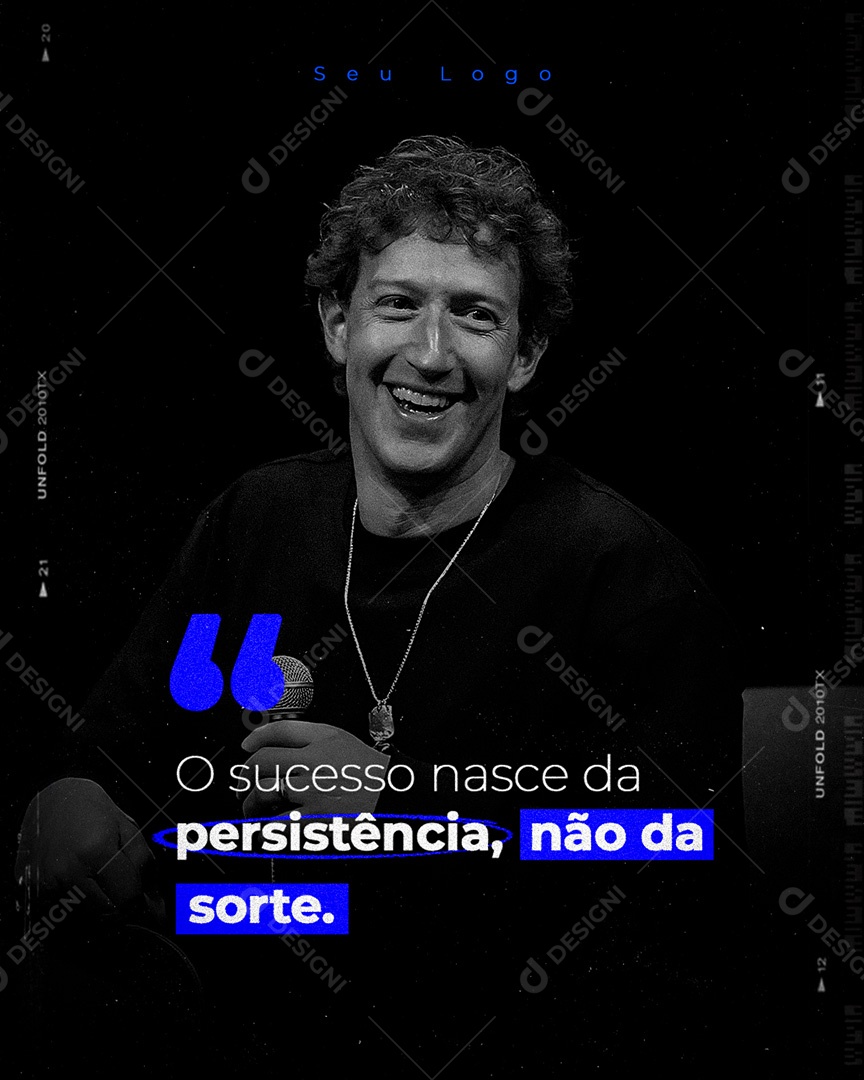 Frase Motivacional O Sucesso Nasce da Persistência Social Media PSD Editável