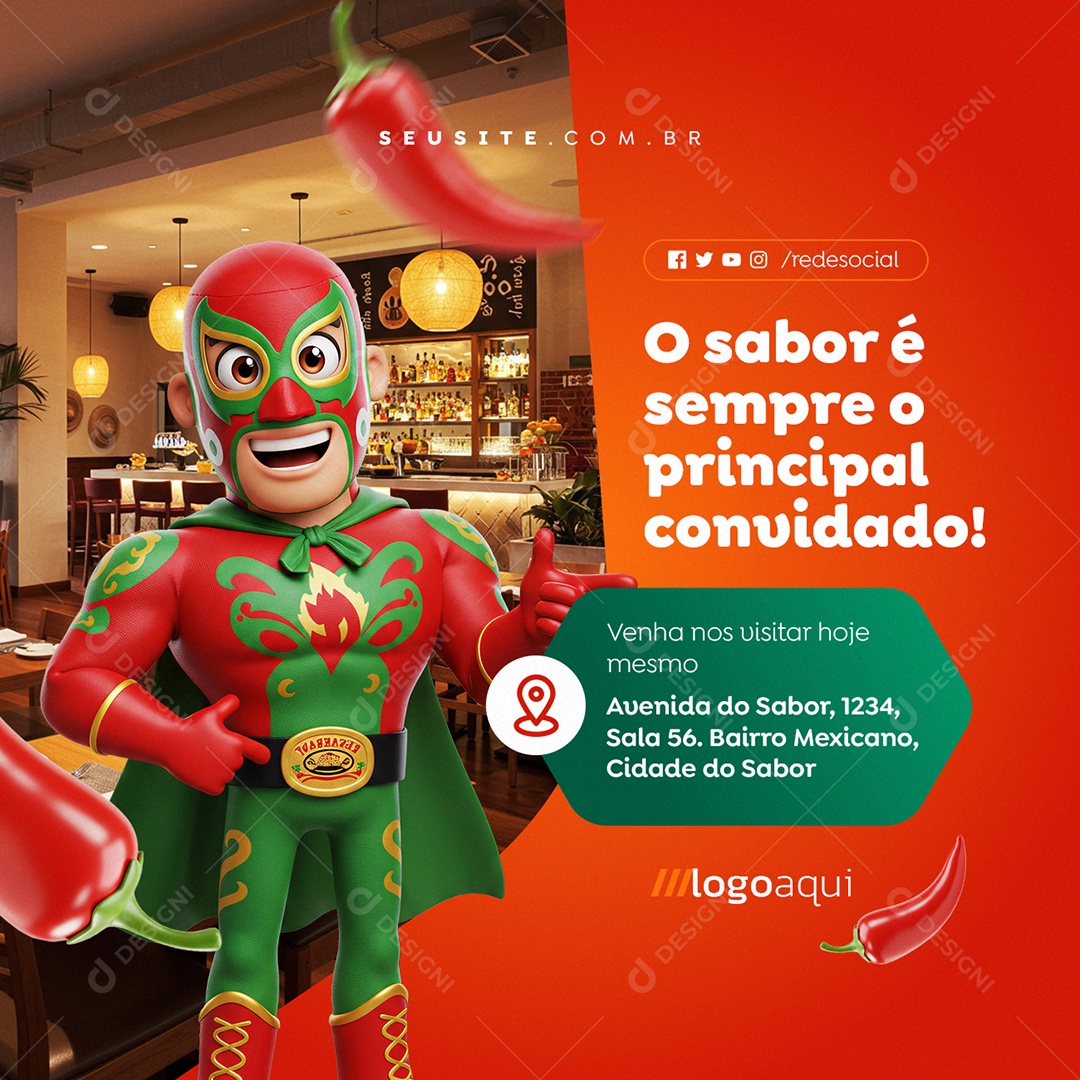 Comida Mexicana O Sabor é Sempre o Principal Convidado Social Media PSD Editável