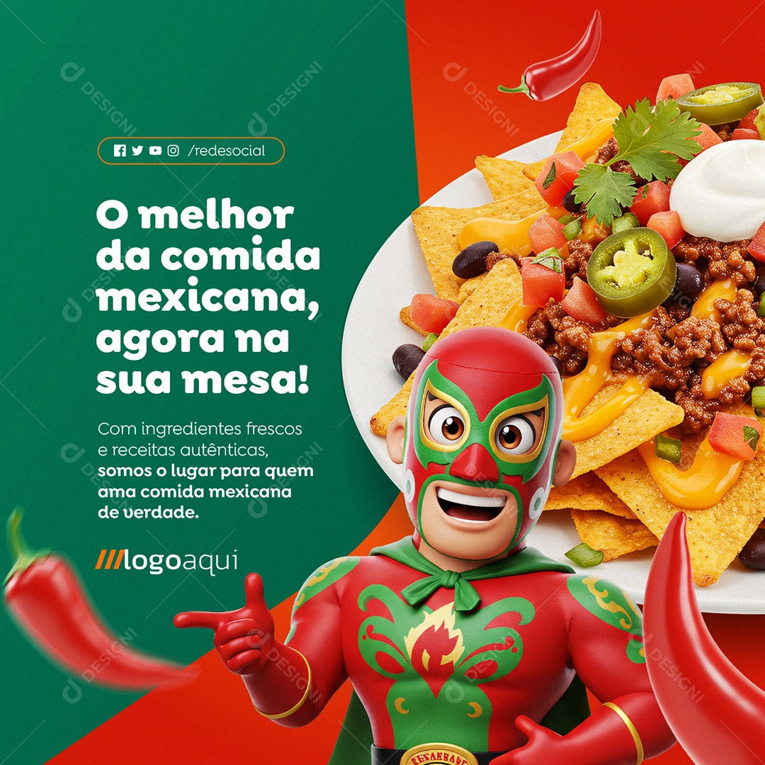 O Melhor da Comida Mexicana Agora na Sua Mesa Social Media PSD Editável