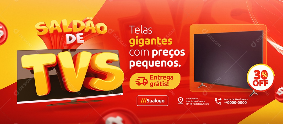 Banner Saldão De TVS Eletrodomésticos Televisão Social Media PSD Editável