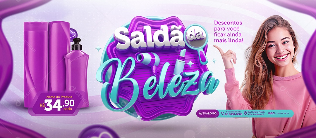 Banner Saldão da Beleza Cremes Descontos Social Media PSD Editável