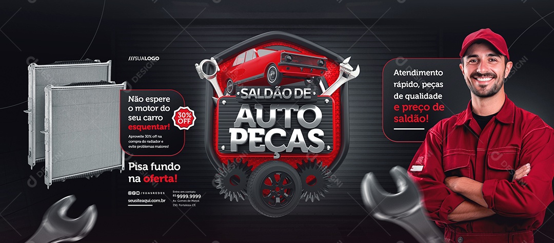 Banner Saldão De Auto Peças Oficina Mecânica Pisa Fundo Social Media PSD Editável