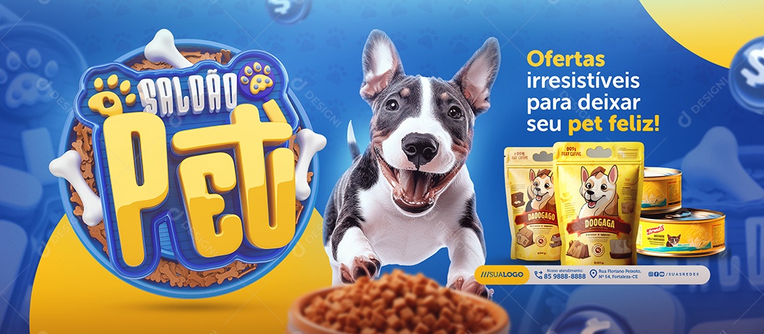 Banner Pet Shop Saldão Pet Ração Ofertas Social Media PSD Editável